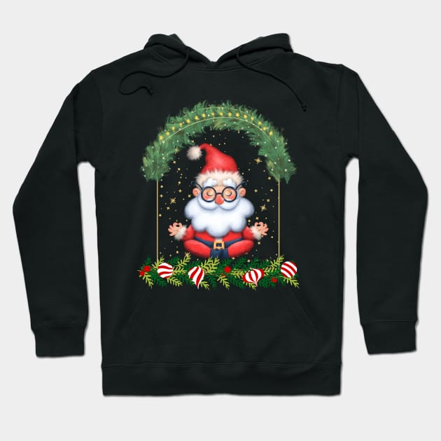 Cool Santa Meditating Design Hoodie by FoxyChroma